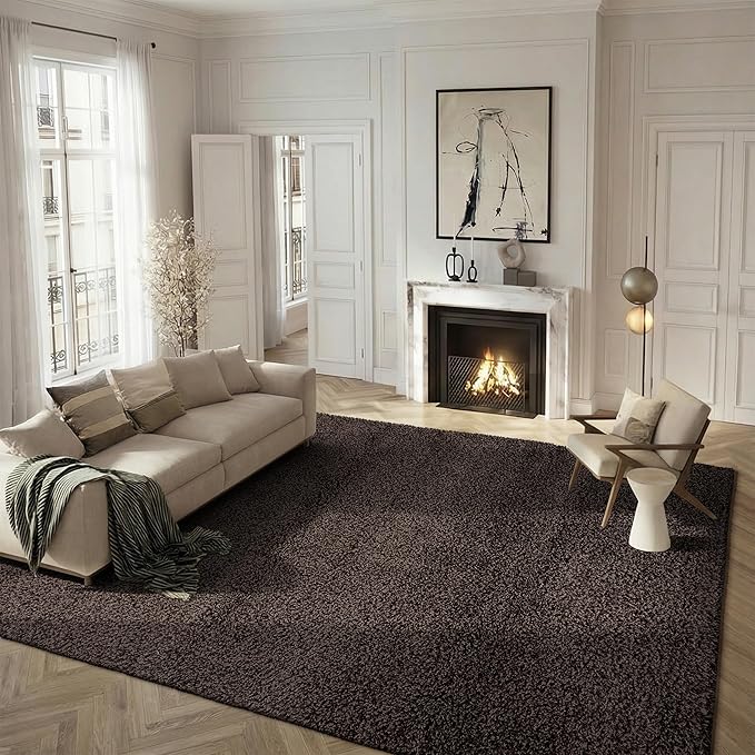 SAFAVIEH Santa Monica Shag Collection 8' x 10' Mushroom SGN725 Solid Non-Shedding Living Room Bedroom Dining Room Entryway Plush 2-inch Thick Area Rug