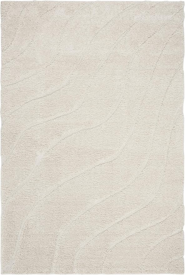 SAFAVIEH Florida Shag Collection Area Rug - 6' x 9', Creme & Creme, Non-Shedding & Easy Care, 1.2-inch Thick Ideal for High Traffic Areas in Living Room, Bedroom (SG472-1111)