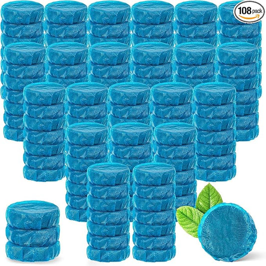 G · PEH Toilet Blue Cleaner Tablets: 108 Pack Automatic Toilet Bowl Cleaner Tablets, Multipurpose Bathroom Cleaners Drop in Tank for Bathroom Freshening Smell & Effective Cleaning