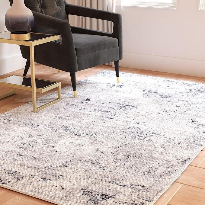 SAFAVIEH Amelia Collection Area Rug - 6' x 9', Grey & Ivory, Modern Abstract Design, Non-Shedding & Easy Care, Ideal for High Traffic Areas in Living Room, Bedroom (ALA705G)