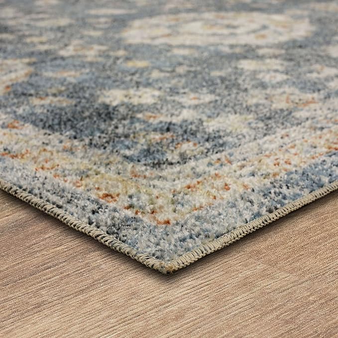 Mohawk Home Garrett Floral Ornamental Denim Blue 7' 10" x 10' Area Rug Perfect for Living Room, Dining Room, Office