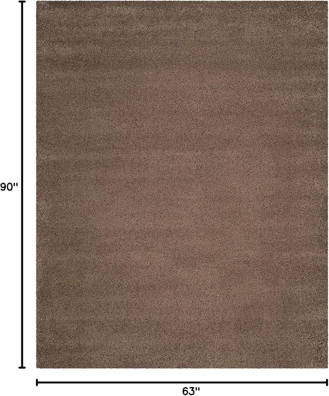 SAFAVIEH Santa Monica Shag Collection 5'3" x 7'6" Taupe SGN725 Solid Non-Shedding Living Room Bedroom Dining Room Entryway Plush 2-inch Thick Area Rug