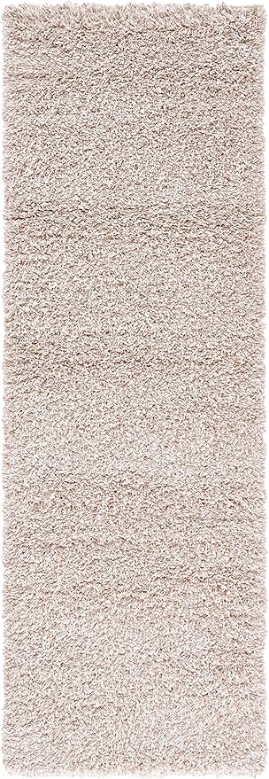 SAFAVIEH Santa Monica Shag Collection Runner Rug - 2'3" x 9' Runner, Beige, Solid Design, 2-inch Thick Ideal for High Traffic Areas in Living Room, Bedroom, Dining (SGN725-1313-29)