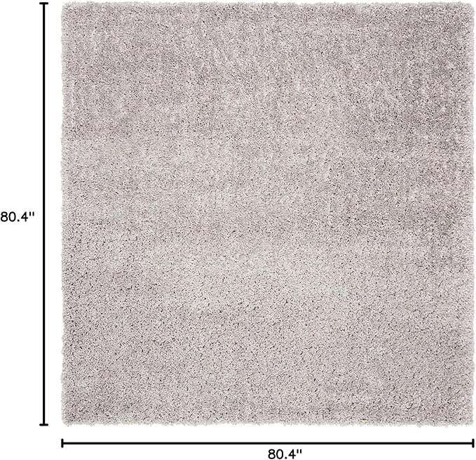 SAFAVIEH Fontana Shag Collection Area Rug - 6'7" Square, Grey, Solid Design, Non-Shedding & Easy Care, 2-inch Thick Ideal for High Traffic Areas in Living Room, Bedroom (FNT800F)