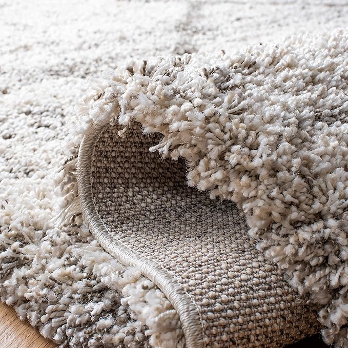 SAFAVIEH Hudson Shag Collection Accent Rug - 3' x 5', Grey & Beige, Modern Trellis Design, Non-Shedding & Easy Care, 2-inch Thick Ideal for High Traffic Areas in Foyer, Living Room, Bedroom (SGH281J)