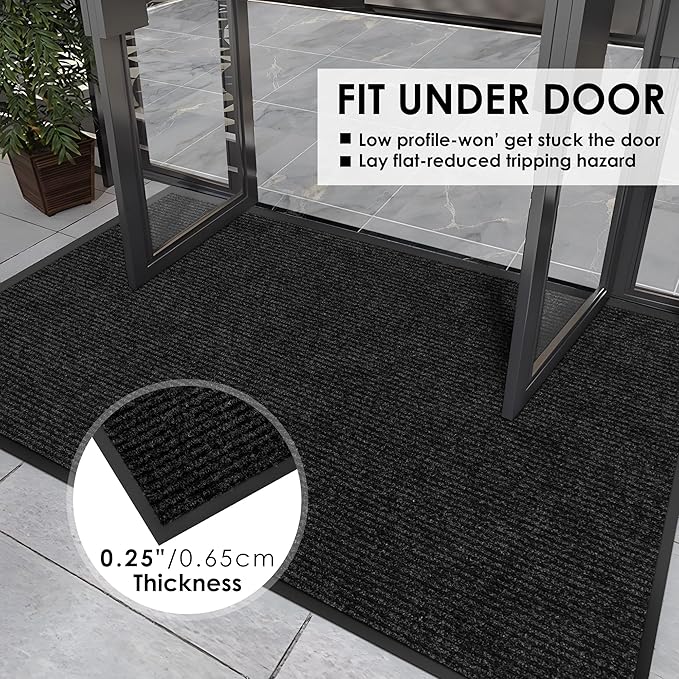 4′ x 11′ Front Door Mat Indoor Outdoor Entrance, Commercial Floor Mat Heavy Duty Dirt Trapper Entryway Doormat, Custom Size Non Slip Rubber Backing Welcome mat, Door Mat for High Traffic Area