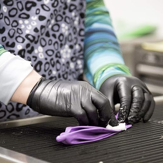 AMMEX Black Nitrile Disposable Exam Gloves 3 Mil, Latex & Powder Free, Food-Safe, Textured Non-Sterile, X-Large, Case of 1000