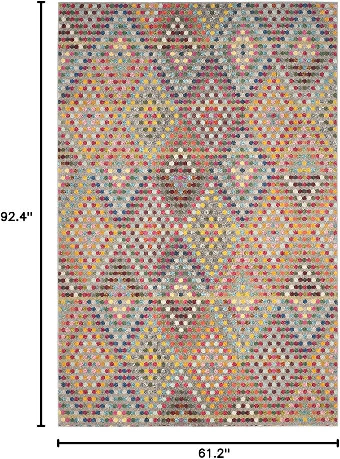 SAFAVIEH Monaco Collection Area Rug - 5'1" x 7'7", Multi & Beige, Boho Diamond Design, Non-Shedding & Easy Care, Ideal for High Traffic Areas in Living Room, Bedroom (MNC204F)