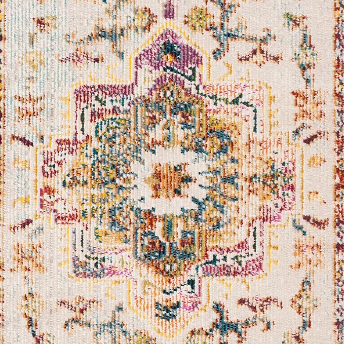 SAFAVIEH Crystal Collection Accent Rug - 2'2" x 5', Light Blue & Grey, Boho Chic Distressed Design, Non-Shedding & Easy Care, Ideal for High Traffic Areas in Entryway, Living Room, Bedroom (CRS501M)