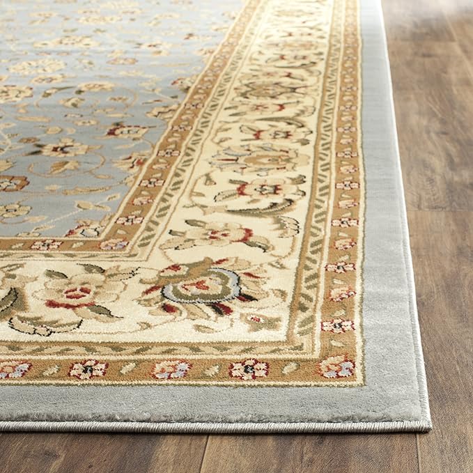 SAFAVIEH Lyndhurst Collection Area Rug - 8' Square, Light Blue & Ivory, Traditional Oriental Design, Non-Shedding & Easy Care, Ideal for High Traffic Areas in Living Room, Bedroom (LNH312B)