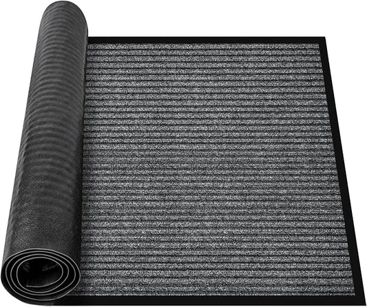 Commercial Floor Mat 1.47' x 2.3' Extra Large Front Door Industrial Rug Heavy Duty Brush Step Entrance Mat Weather Utility Rug with Non Slip Rubber Backing Low Profile for Entryway, Charcoal Grey