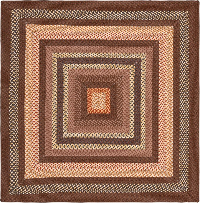SAFAVIEH Washable Rug Outdoor Braided Collection - 5' Square, Brown & Light Brown, Handmade & Reversible, Non-Shedding & Easy to Clean, Ideal for Patio, Backyard, Mudroom (BRD313T)