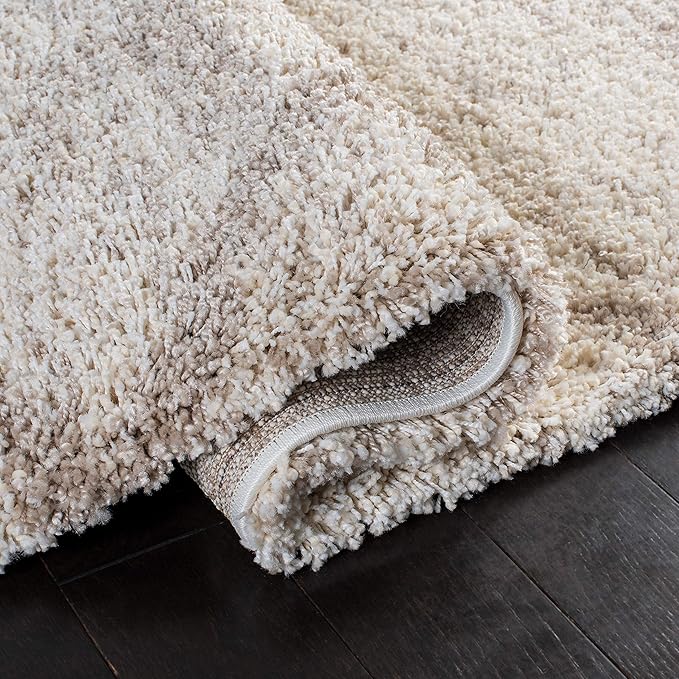 SAFAVIEH Hudson Shag Collection Area Rug - 4' Square, Multi Ivory & Beige, Modern Trellis Design, Non-Shedding & Easy Care, 2-inch Thick Ideal for High Traffic Areas in Living Room, Bedroom (SGH281H)