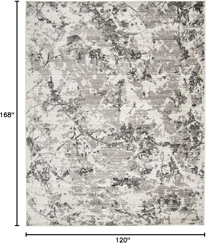 SAFAVIEH Skyler Collection Area Rug - 10' x 14', Grey & Ivory, Modern Abstract Design, Non-Shedding & Easy Care, Ideal for High Traffic Areas in Living Room, Bedroom (SKY186K)