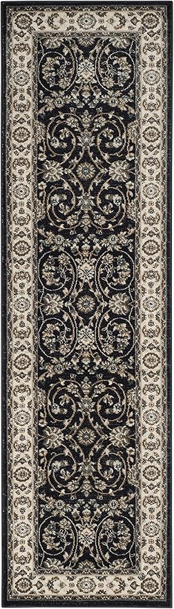 SAFAVIEH Lyndhurst Collection Runner Rug - 2'3" x 8', Anthracite & Cream, Traditional Oriental Design, Non-Shedding & Easy Care, Ideal for High Traffic Areas in Living Room, Bedroom (LNH340D)
