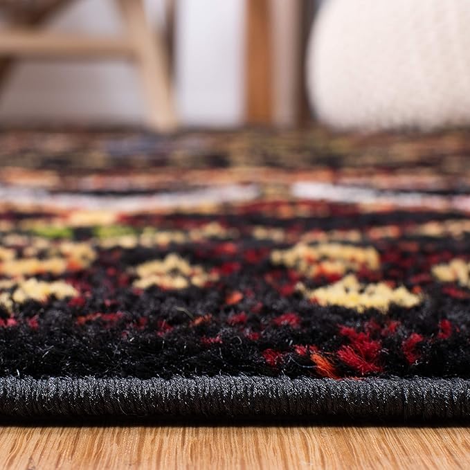 SAFAVIEH Amsterdam Collection Accent Rug - 3' x 5', Black & Multi, Moroccan Boho Design, Non-Shedding & Easy Care, Ideal for High Traffic Areas in Entryway, Living Room, Bedroom (AMS108P)
