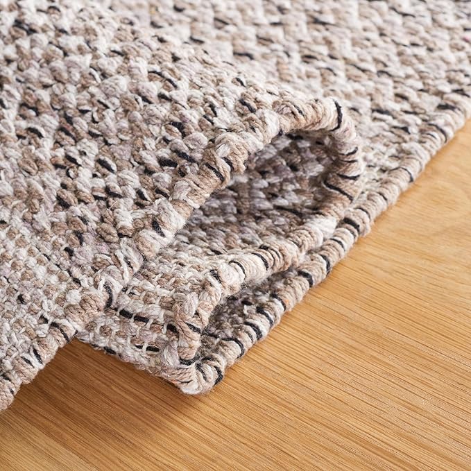 SAFAVIEH Montauk Collection Area Rug - 5' x 8', Ivory & Steel Grey, Handmade Flat Weave Boho Farmhouse Cotton Tassel Fringe, Ideal for High Traffic Areas in Living Room, Bedroom (MTK330M)