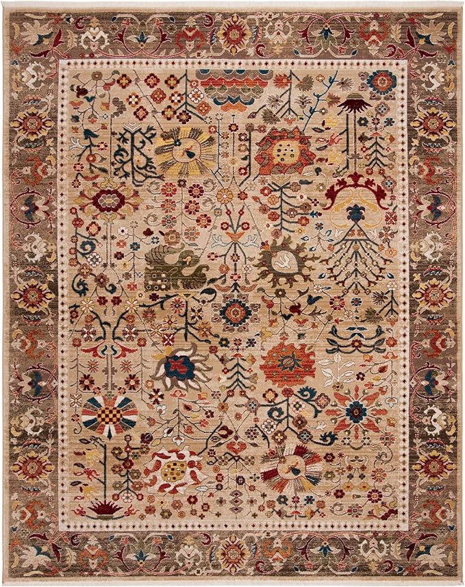 SAFAVIEH Kashan Collection Area Rug - 9' x 12'6", Beige & Taupe, Traditional Oriental Design, Non-Shedding & Easy Care, Ideal for High Traffic Areas in Living Room, Bedroom (KSN303K)