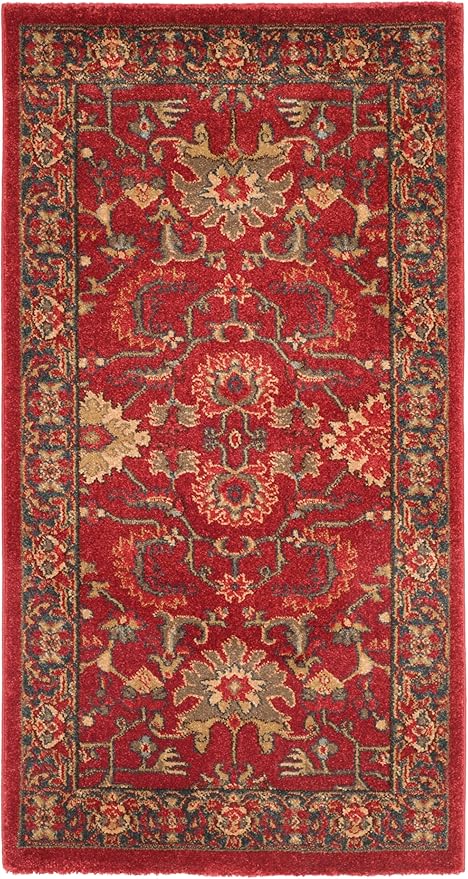 SAFAVIEH Mahal Collection Accent Rug - 2'2" x 4', Red & Navy, Traditional Oriental Design, Non-Shedding & Easy Care, Ideal for High Traffic Areas in Entryway, Living Room, Bedroom (MAH693F)