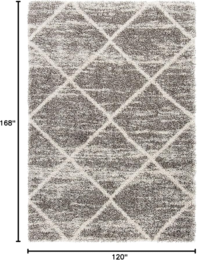 SAFAVIEH Hudson Shag Collection Area Rug - 10' x 14', Distressed Grey & Ivory, Trellis Design, Non-Shedding & Easy Care, 2-inch Thick Ideal for High Traffic Areas in Living Room, Bedroom (SGH281K)