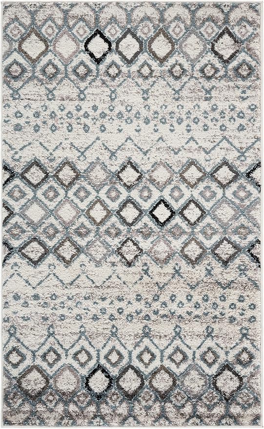 SAFAVIEH Amsterdam Collection Accent Rug - 3' x 5', Ivory & Grey, Moroccan Boho Design, Non-Shedding & Easy Care, Ideal for High Traffic Areas in Entryway, Living Room, Bedroom (AMS108A)