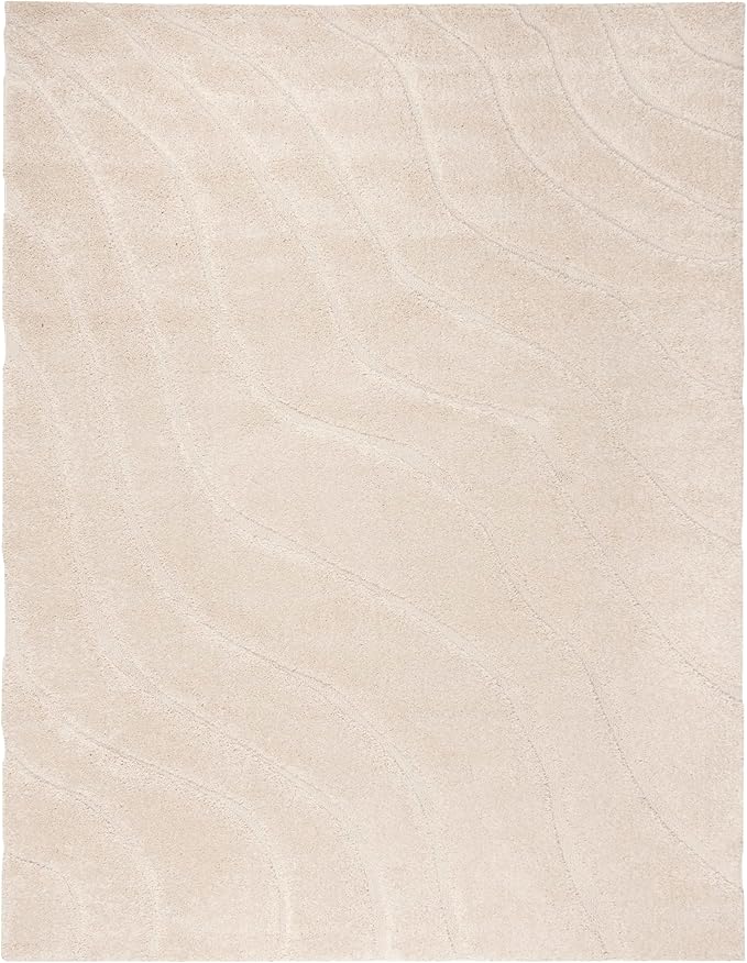 SAFAVIEH Florida Shag Collection Area Rug - 9'6" x 13', Creme & Creme, Non-Shedding & Easy Care, 1.2-inch Thick Ideal for High Traffic Areas in Living Room, Bedroom (SG472-1111)