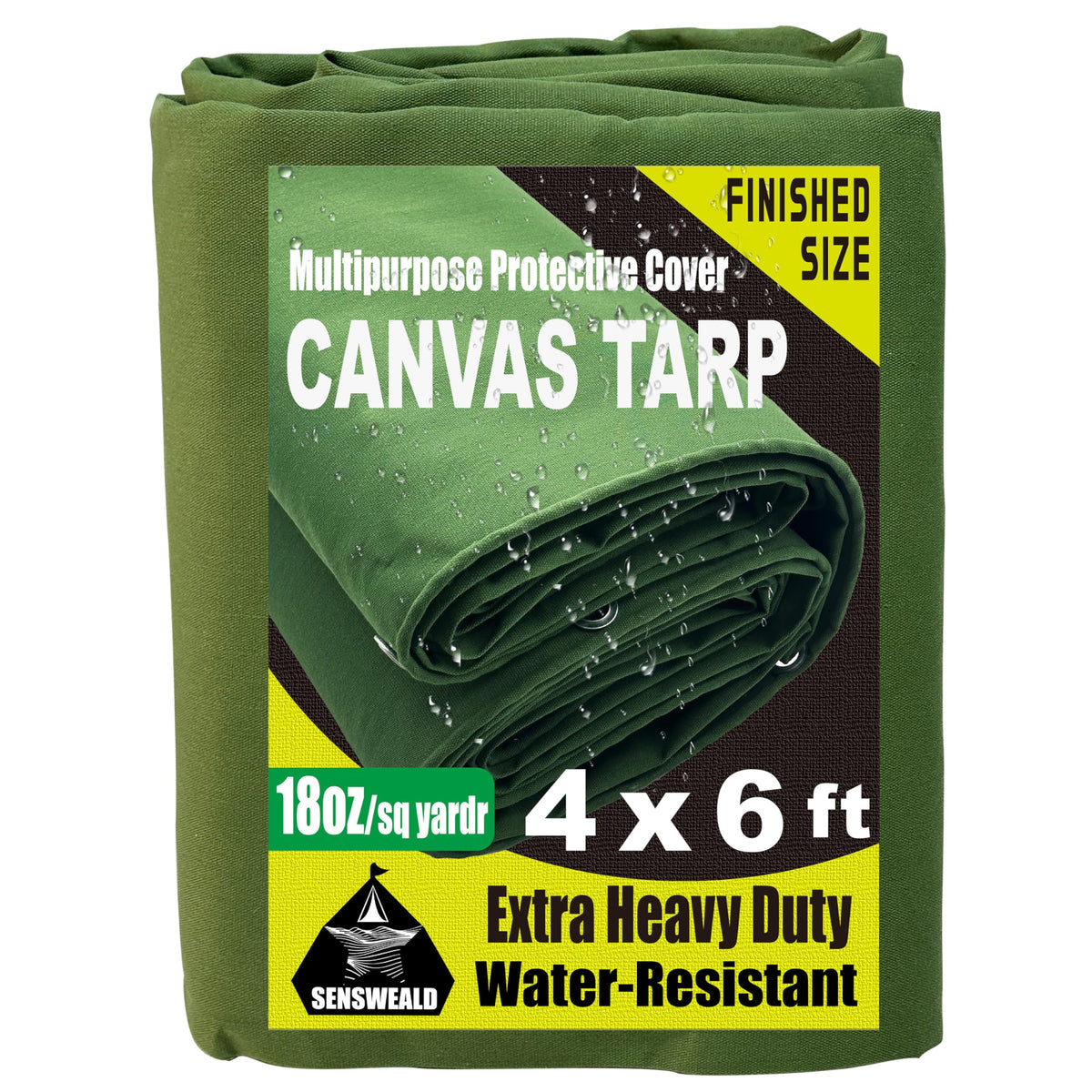 18oz Extra Heavy Duty Canvas Tarp 4x6 Feet with Grommets - Image 1