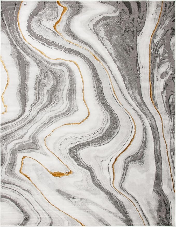 SAFAVIEH Craft Collection Area Rug - 9' x 12', Grey & Gold, Modern Abstract Design, Non-Shedding & Easy Care, Ideal for High Traffic Areas in Living Room, Bedroom (CFT819F)