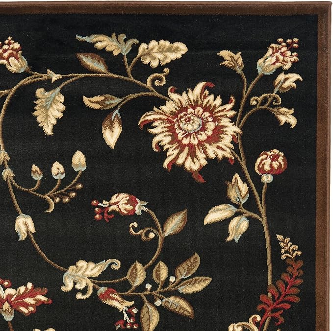 SAFAVIEH Lyndhurst Collection Accent Rug - 3'3" x 5'3", Black & Multi, Traditional Floral Design, Non-Shedding & Easy Care, Ideal for High Traffic Areas in Entryway, Living Room, Bedroom (LNH552-9091)