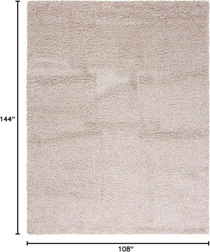 SAFAVIEH Santa Monica Shag Collection 9' x 12' Beige SGN725 Solid Non-Shedding Living Room Bedroom Dining Room Entryway Plush 2-inch Thick Area Rug