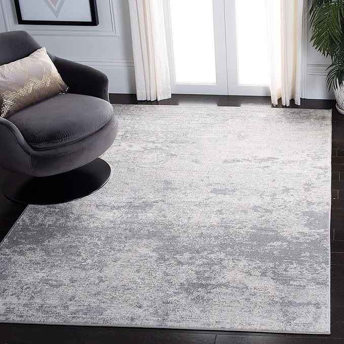 SAFAVIEH Brentwood Collection 6' x 9' Grey/Ivory BNT822H Modern Abstract Non-Shedding Living Room Bedroom Dining Home Office Area Rug