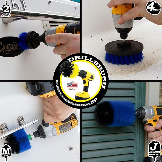Drillbrush 4 Piece Bundle - Add a Mini Original Brush to Our 3 Piece Marine Drill Brush Scrubbing Kit