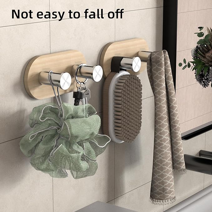 Kayqi 304 Stainless Steel Medium-Sized Minimalist Multifunctional Hooks, self-Adhesive (Set of 3) (Silver)