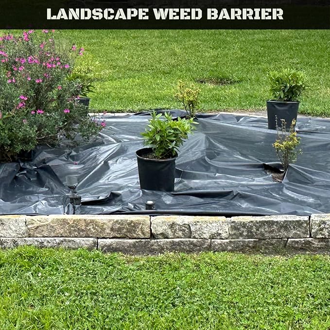 Plastic Sheeting 4 MIL Black (10x100) Roll for Tarp, Garden, Painters Drop Cloth, Plastic Mulch, Weed Barrier, Underlayment, Concrete Curing, Moisture, Vapor, Construction Film, Lumber, Ground Cover