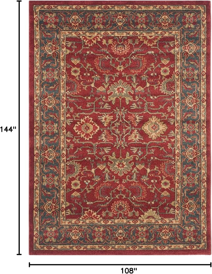 SAFAVIEH Mahal Collection Area Rug - 9' x 12', Red & Natural, Traditional Oriental Design, Non-Shedding & Easy Care, Ideal for High Traffic Areas in Living Room, Bedroom (MAH697A)