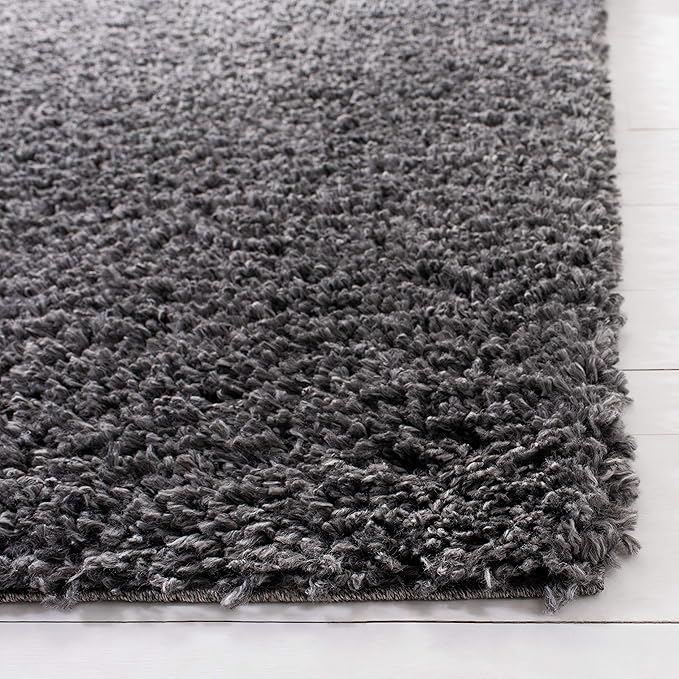 SAFAVIEH August Shag Collection Runner Rug - 2' x 7', Charcoal, Solid Design, Non-Shedding & Easy Care, 1.5-inch Thick Ideal for High Traffic Areas in Living Room, Bedroom (AUG200H)
