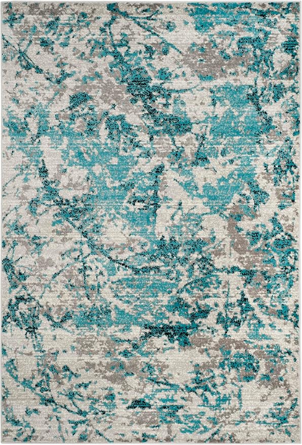 SAFAVIEH Skyler Collection 6' x 9' Blue/Ivory SKY186M Modern Abstract Non-Shedding Living Room Bedroom Dining Home Office Area Rug