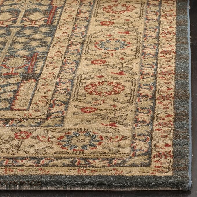SAFAVIEH Mahal Collection Area Rug - 5'1" x 7'7", Navy & Natural, Traditional Oriental Design, Non-Shedding & Easy Care, Ideal for High Traffic Areas in Living Room, Bedroom (MAH697E)