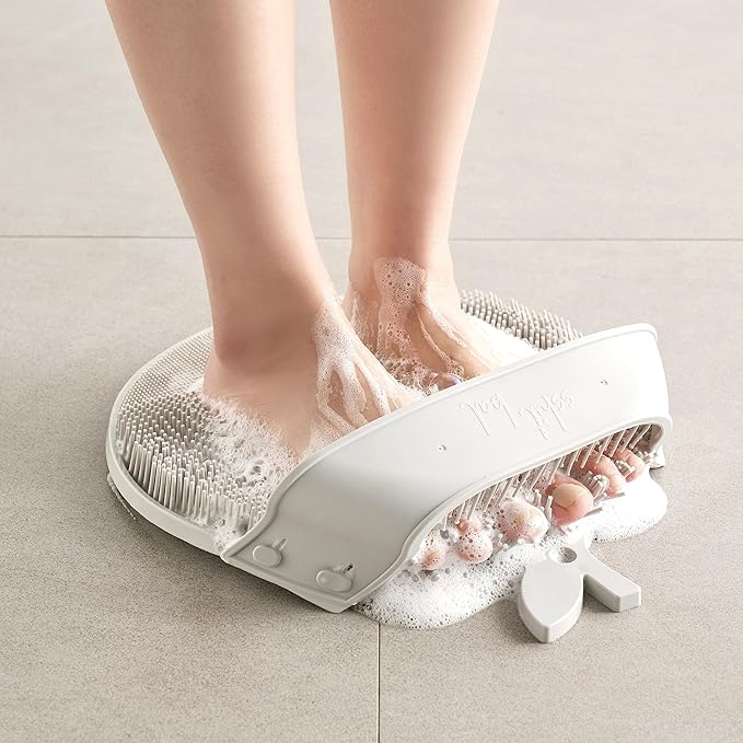 Larger Foot Scrubber - Foot Cleaner&Massager with Non-Slip Suction Cups for Use in The Shower Black (Black)