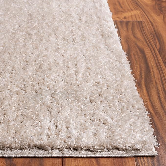 SAFAVIEH Lindsay Shag Collection Area Rug - 4' x 6', Beige, Contemporary Design, Ideal for High Traffic Areas in Living Room, Bedroom & Dining Room (LNS560B-4)