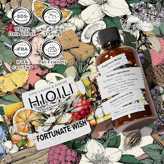 HIQILI Fortunate Wish Fragrance Oil for Diffusers & Candle Making, Inspired by A.na Su Luck-Wish, Skin Safe Scented Oil for Soap, Laundry, Vegan, Long Lasting - 1 Fl Oz