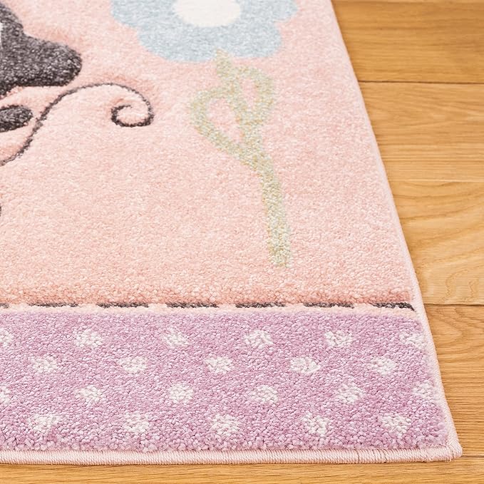 SAFAVIEH Carousel Kids Collection Runner Rug - 2' x 8', Blush Pink, Animal Design, Easy Care & Non-Shedding, Ideal for High Traffic Areas for Boys & Girls in Playroom, Nursery (CRK120U-28)