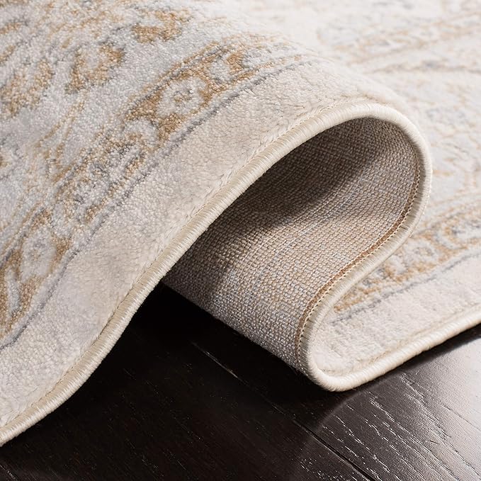 SAFAVIEH Isabella Collection Runner Rug - 2'2" x 9', Cream & Beige, Oriental Design, Non-Shedding & Easy Care, Ideal for High Traffic Areas in Living Room, Bedroom (ISA912A)