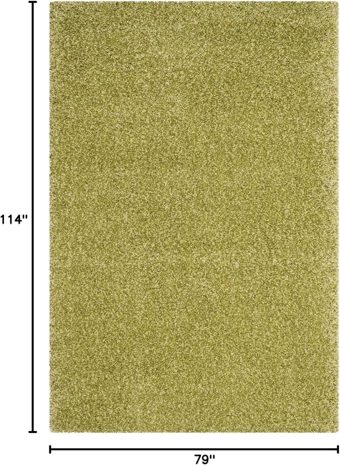 SAFAVIEH Santa Monica Shag Collection 6'7" x 9'6" Green SGN725 Solid Non-Shedding Living Room Bedroom Dining Room Entryway Plush 2-inch Thick Area Rug