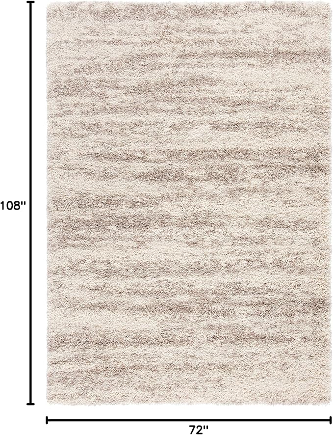 SAFAVIEH Hudson Shag Collection Area Rug - 6' x 9', Ivory & Beige, Modern Design, Non-Shedding & Easy Care, 2-inch Thick Ideal for High Traffic Areas in Living Room, Bedroom (SGH206B)