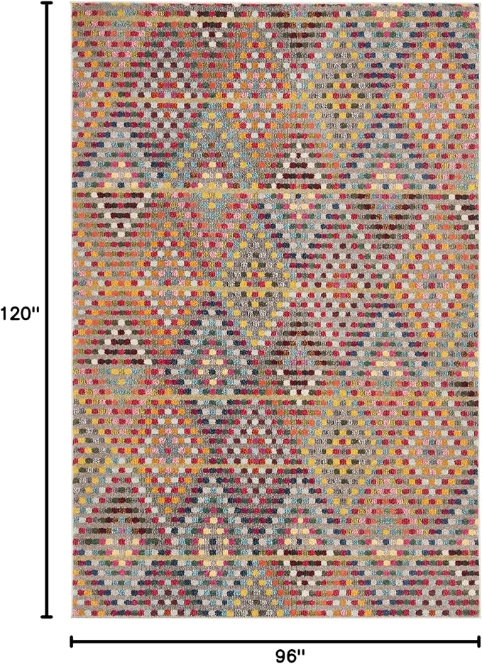 SAFAVIEH Monaco Collection Area Rug - 8' x 10', Multi & Beige, Boho Diamond Design, Non-Shedding & Easy Care, Ideal for High Traffic Areas in Living Room, Bedroom (MNC204F)