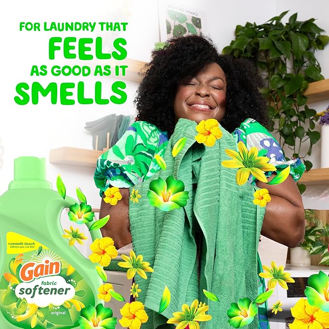 Gain Liquid Fabric Softener,Original Scent,35 FL OZ LIQ.,48 Loads,Smooth Touch - softness you can feel,(Pack of 8)