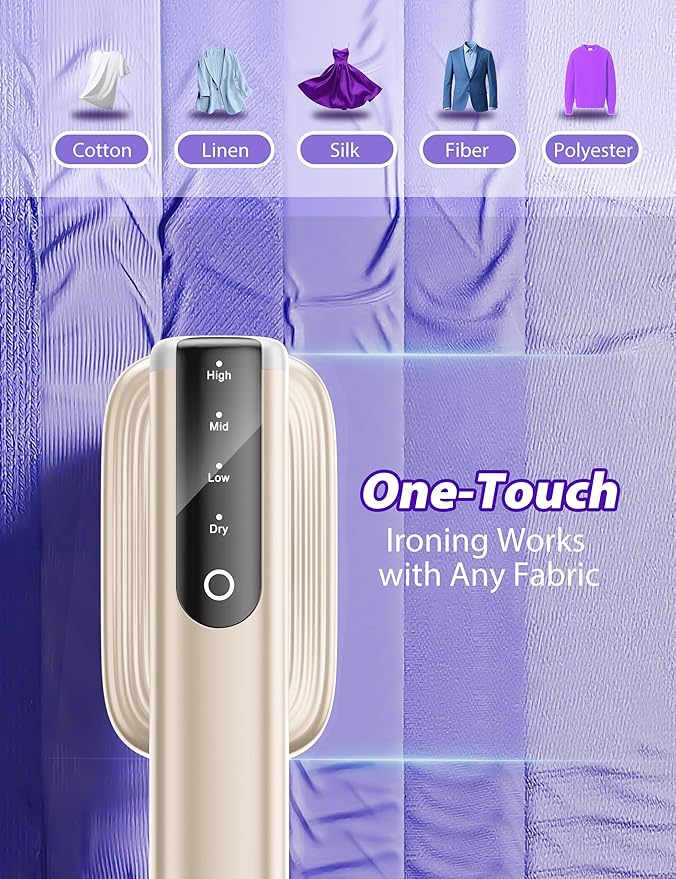 Steamer for Clothes Portable Handheld Garment Steamer,15s Fast Heat-up,180ml Tank,Steamer Ironing Gloves,35 Minutes of Continuous Ironing for Travel and Home(Champagne Gold)