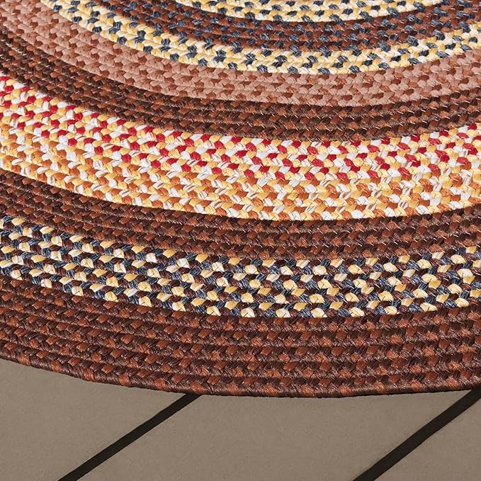 SAFAVIEH Washable Rug Outdoor Braided Collection - 3' x 5' Oval, Brown & Light Brown, Handmade & Reversible, Non-Shedding & Easy to Clean, Ideal for Patio, Backyard, Mudroom (BRD313T)