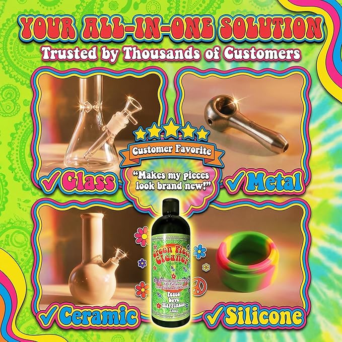 Green Piece® Glass Cleaner 1 Bottle (Made in USA)- All Natural Earth Friendly Multi-purpose Cleaner for Metal, Ceramic, Water Pipe 16 oz